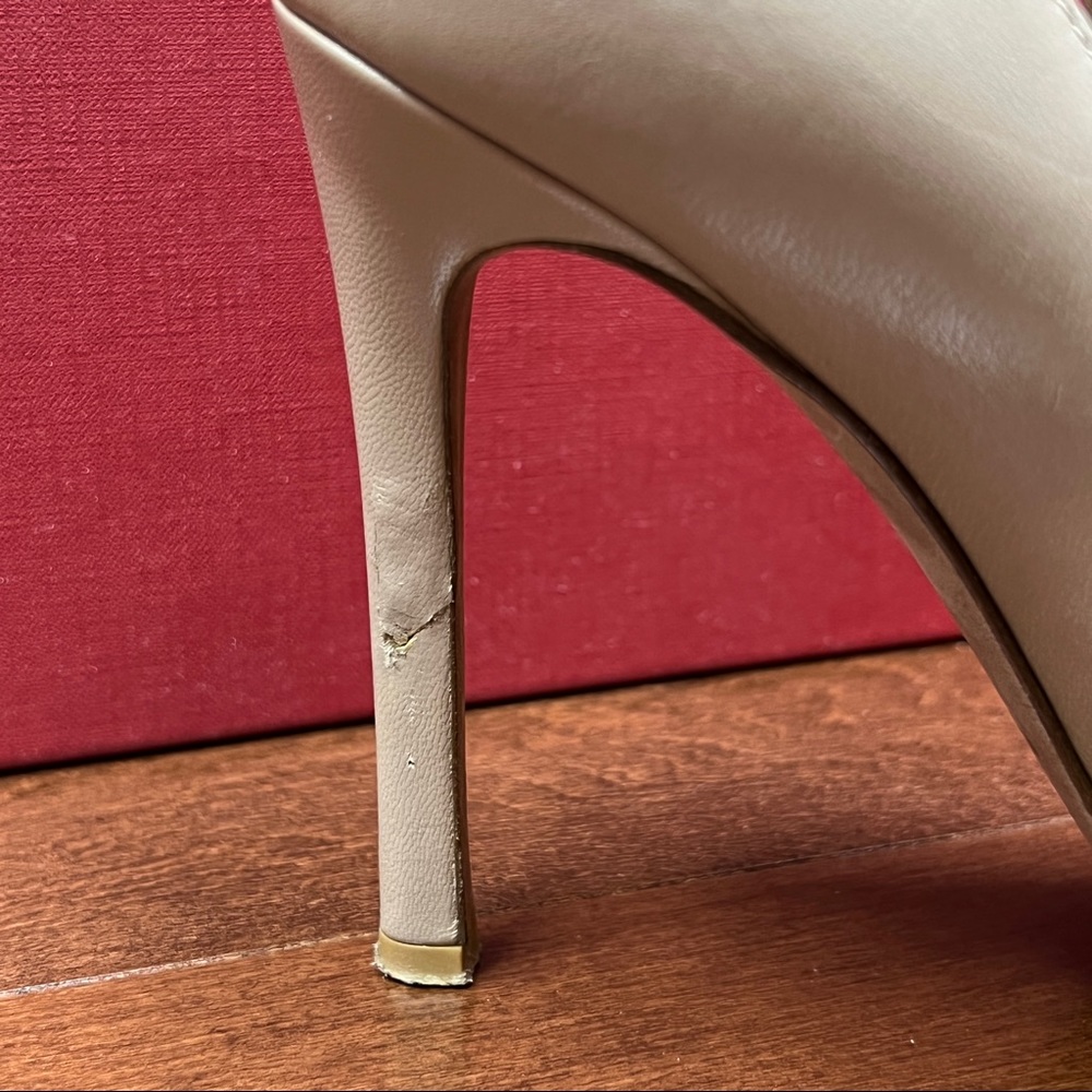 Valentino rock stud lace up ankle strap neutral color pump in size 37 with box - Picture 2 of 12
